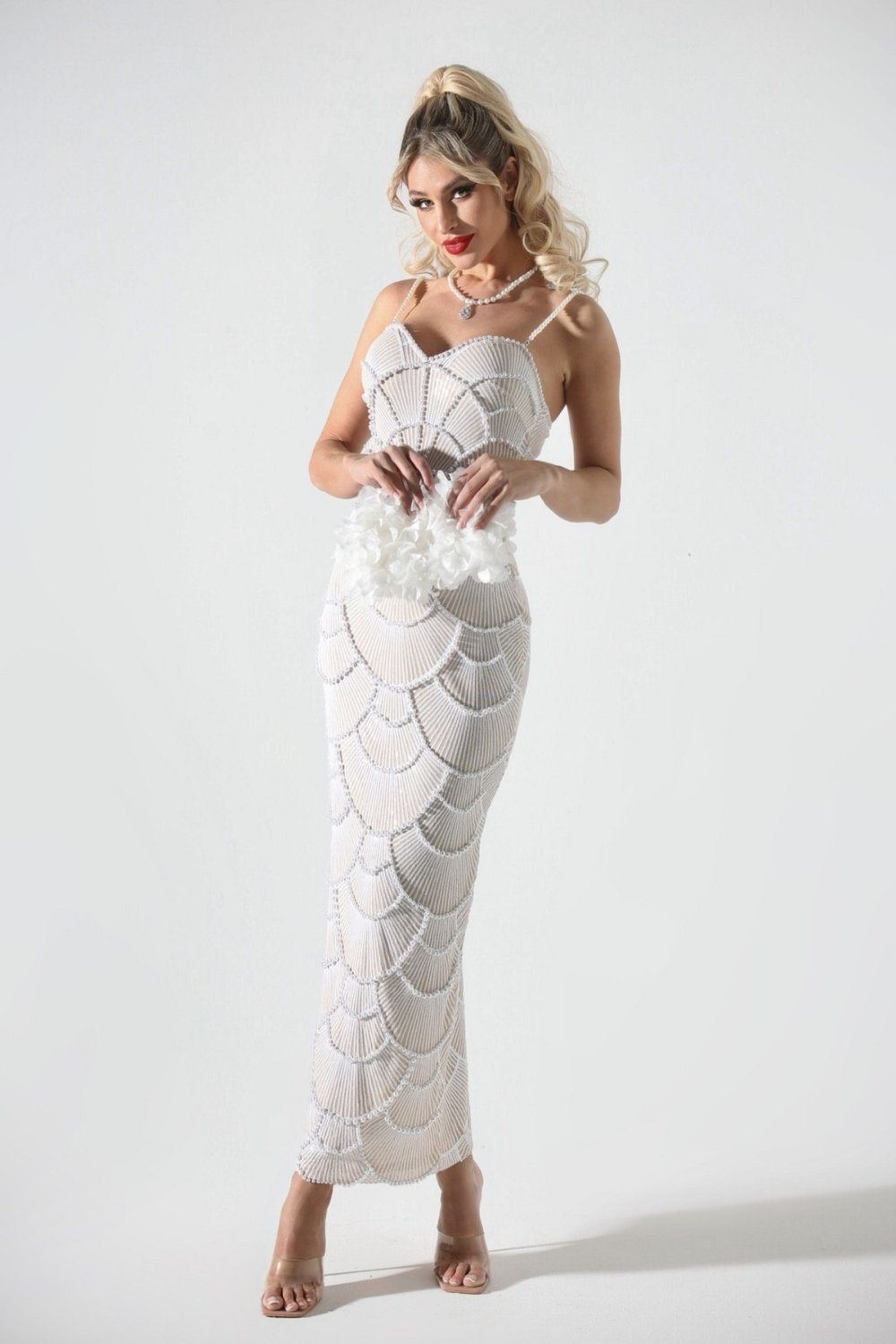 Vestido Longo com Pérolas