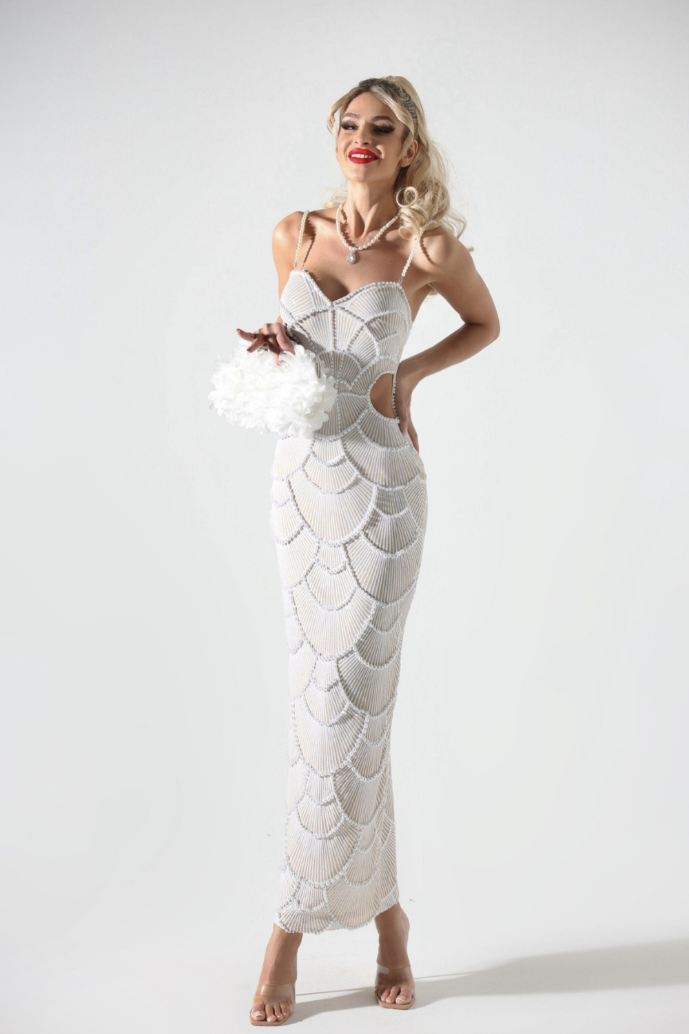 Vestido Longo com Pérolas