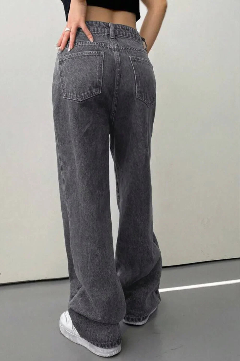 Calça Jeans Feminina Wide Preta