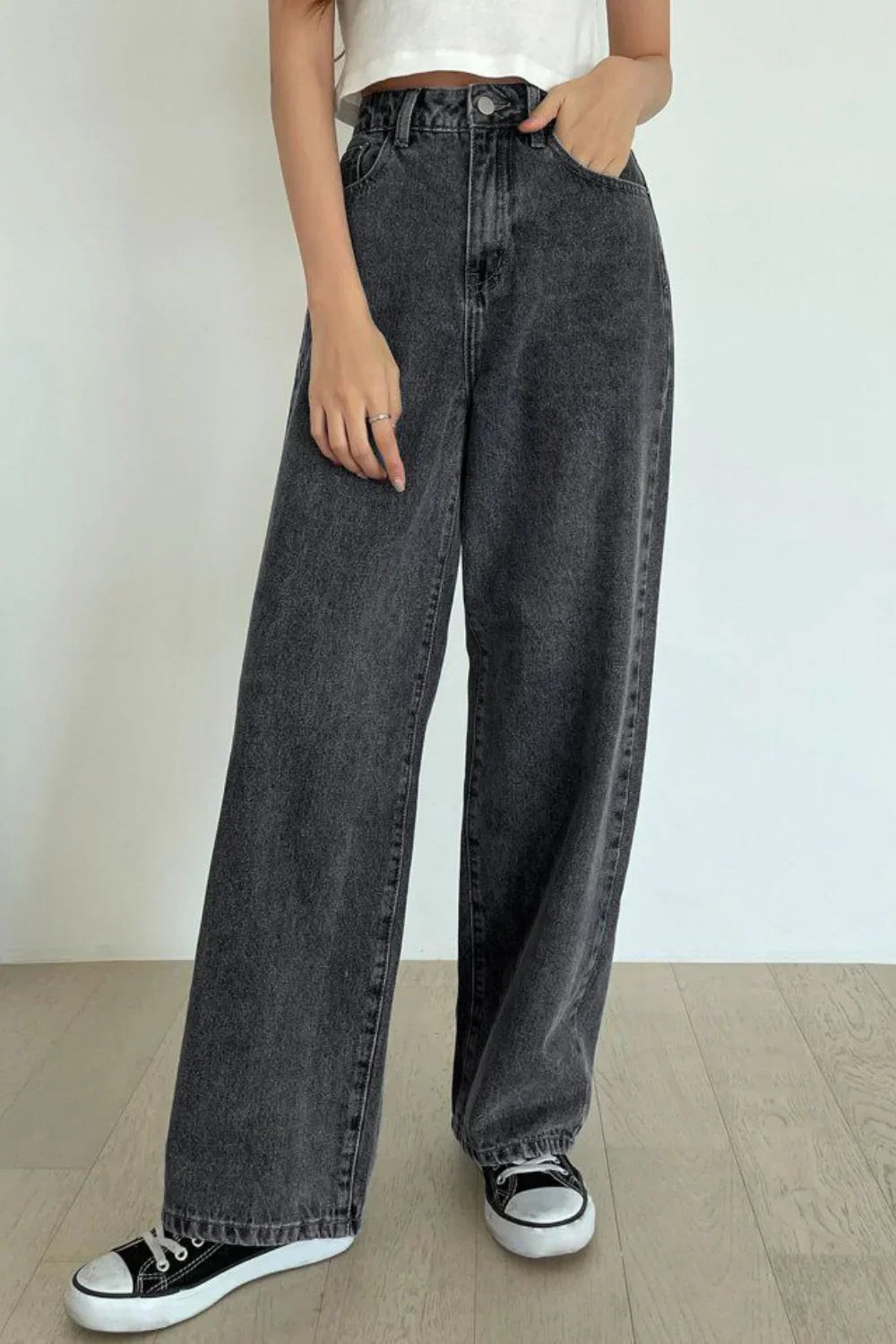 Calça Jeans Feminina Wide Preta