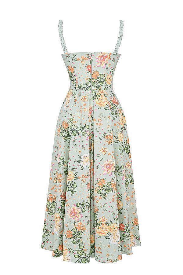 Vestido Midi Floral Verde