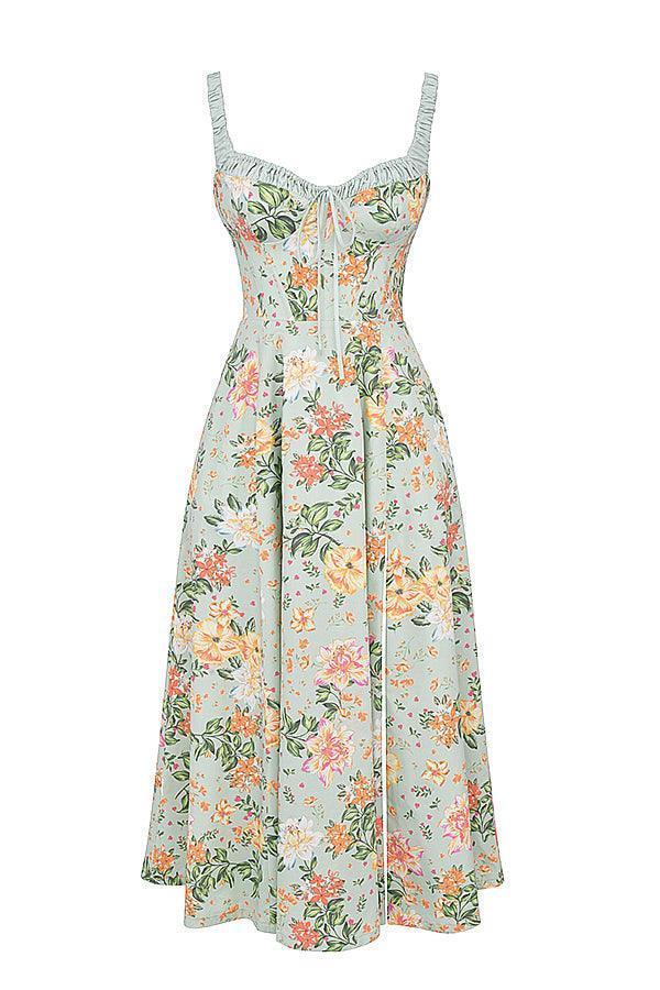 Vestido Midi Floral Verde