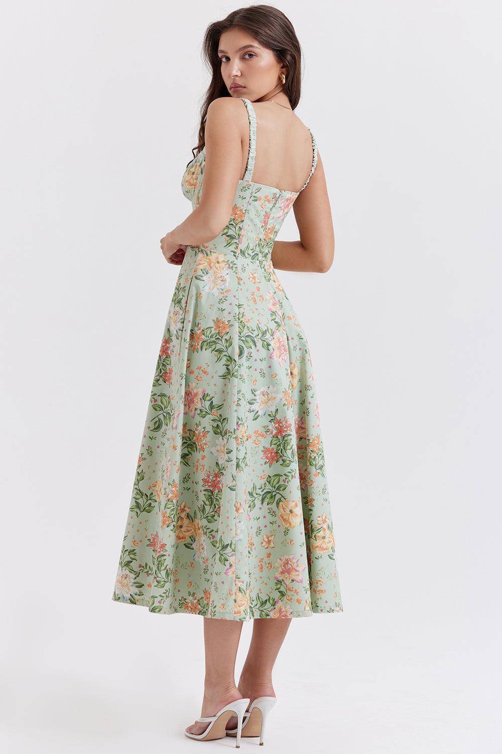 Vestido Midi Floral Verde