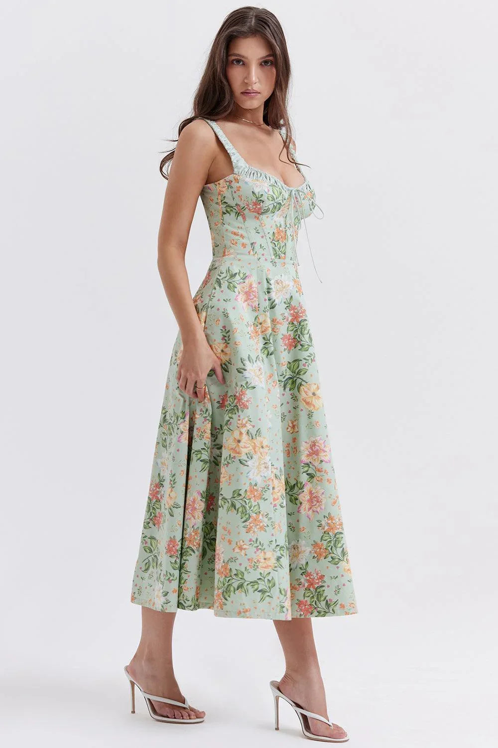 Vestido Midi Floral Verde