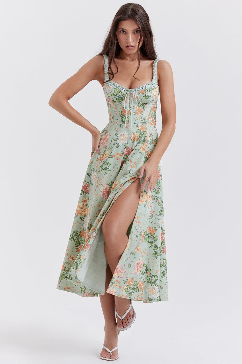 Vestido Midi Floral Verde