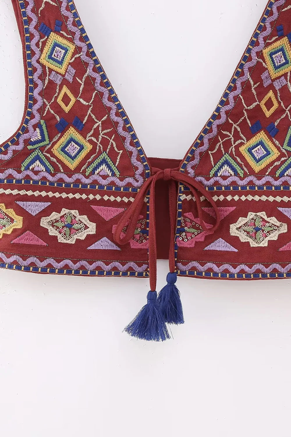 Top Feminino Bordado Marsala