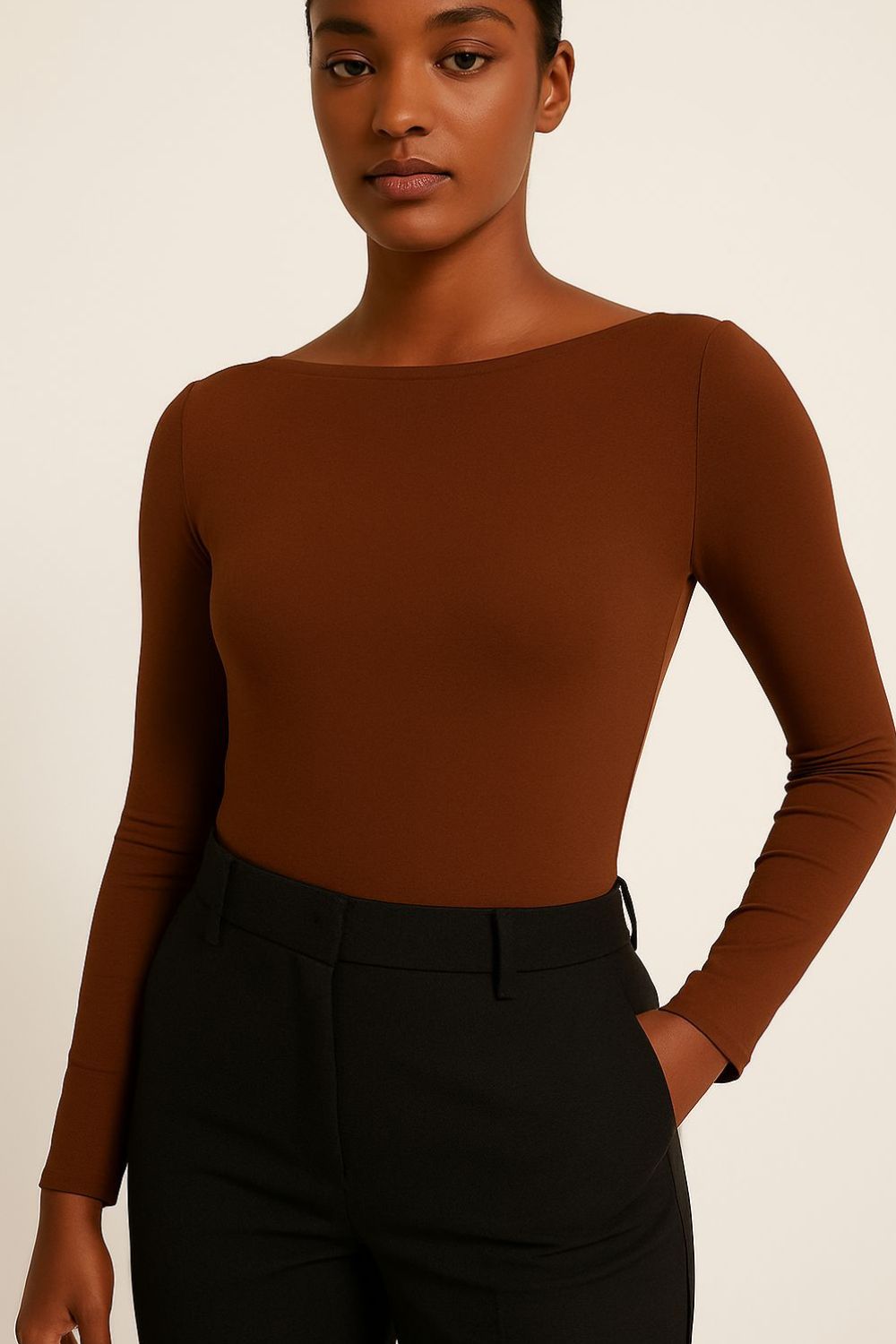 Body Feminino Manga Longa Gola Canoa