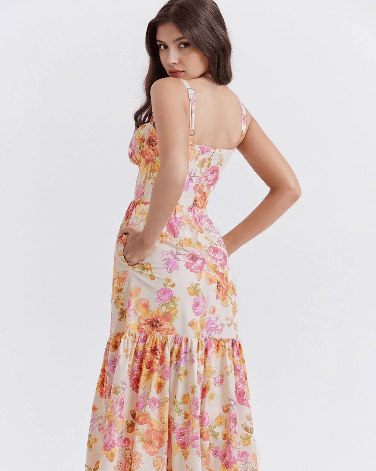 Vestido Midi Claro com Flores