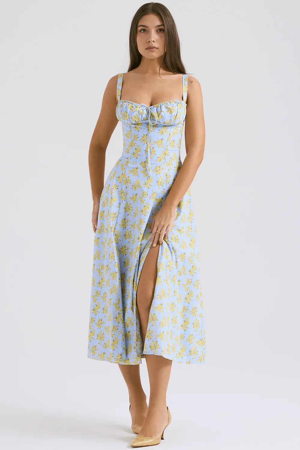 Vestido Midi Com Flores