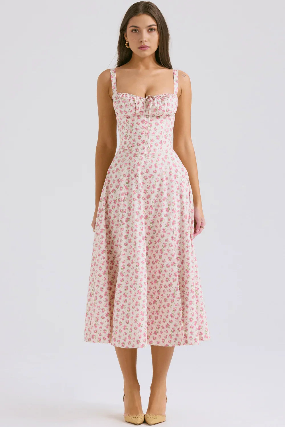 Vestido Midi Com Flores