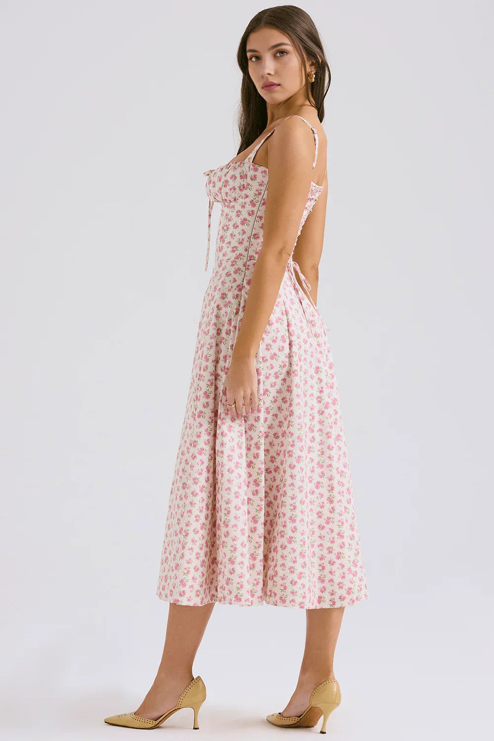 Vestido Midi Com Flores