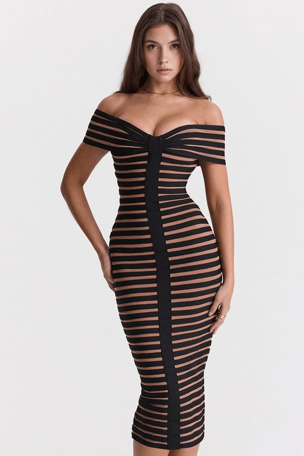 Vestido Midi Listrado