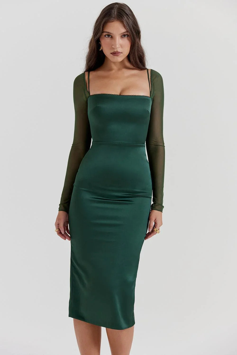 Vestido Midi Verde Esmeralda