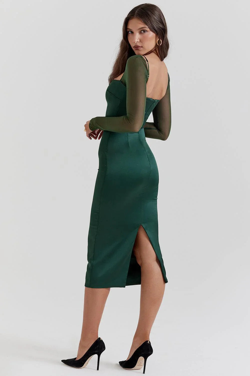 Vestido Midi Verde Esmeralda