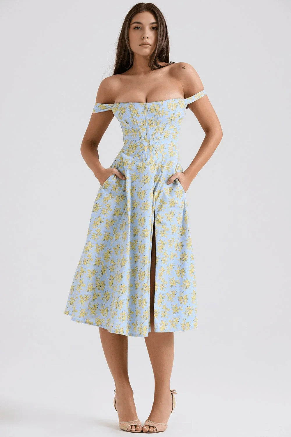 Vestido Midi com Alça Baixa