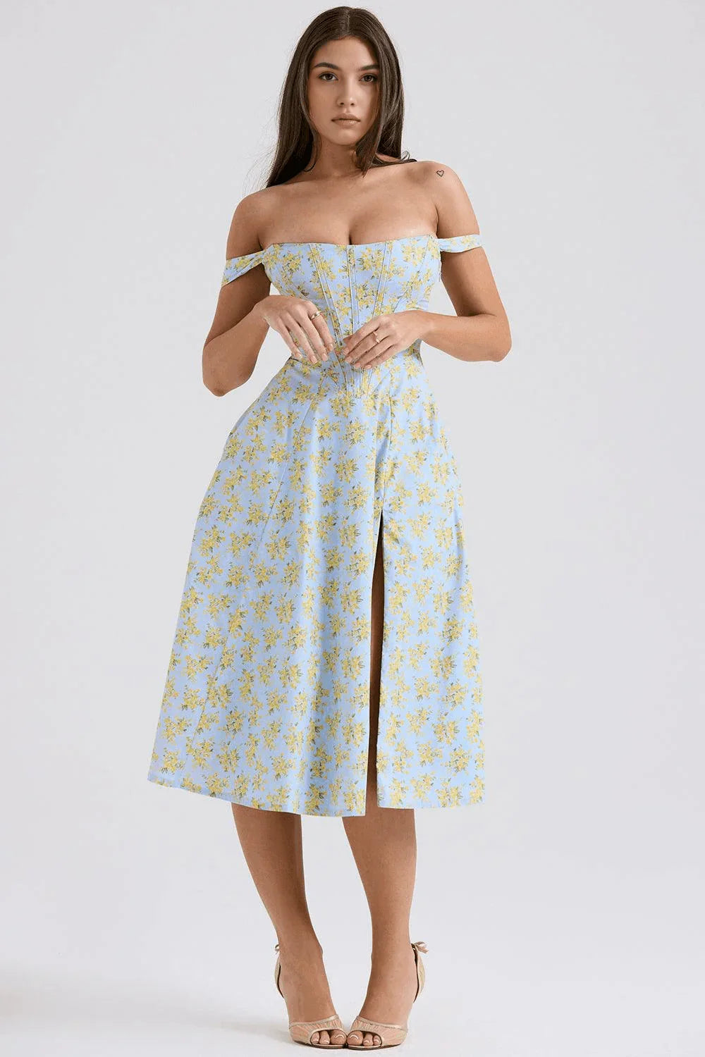 Vestido Midi com Alça Baixa