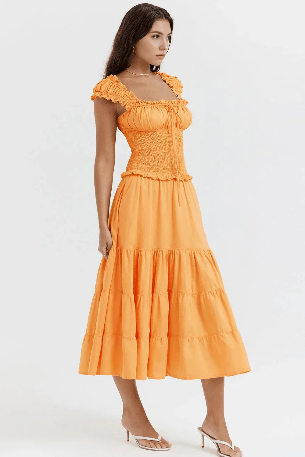 Vestido Feminino Midi Laranja