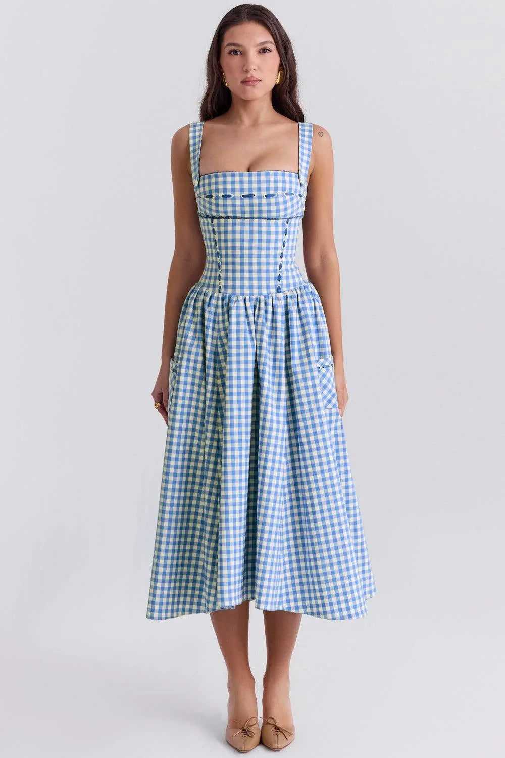Vestido Feminino Longo Quadriculado
