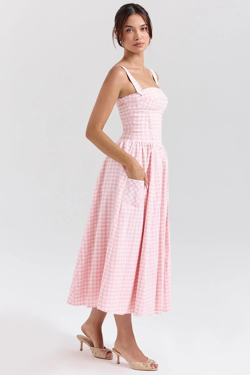 Vestido Feminino Longo Quadriculado