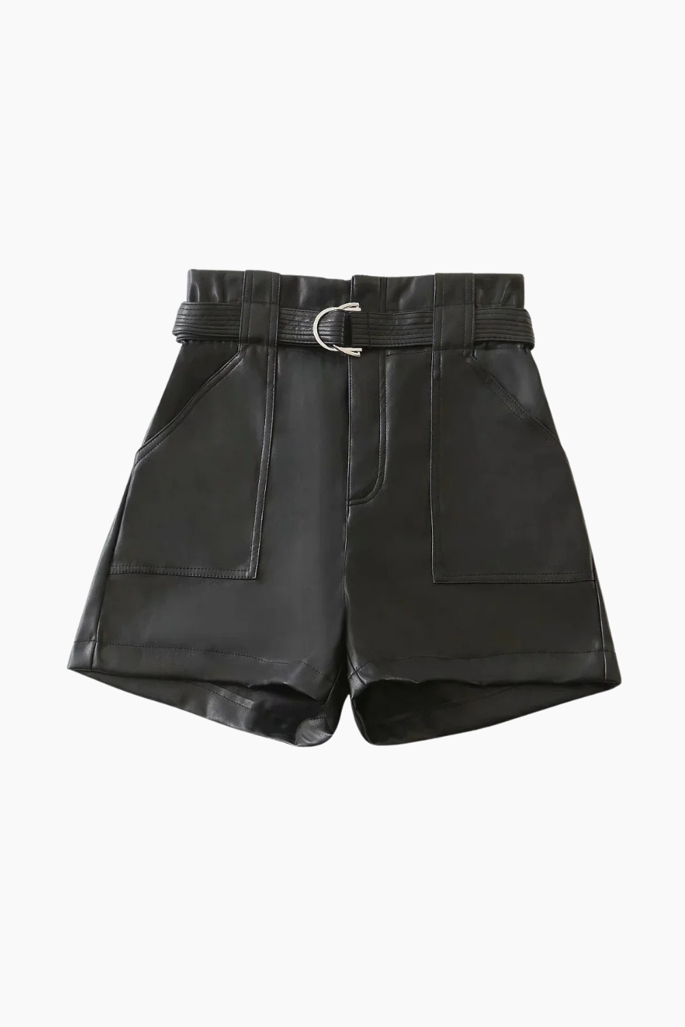 Short Feminino de Couro Preto