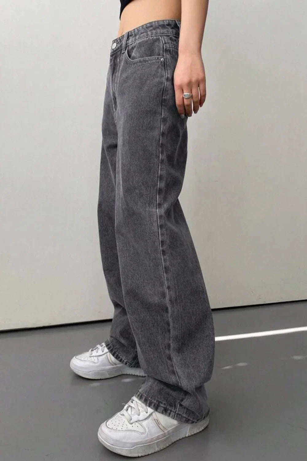 Calça Jeans Feminina Wide Preta