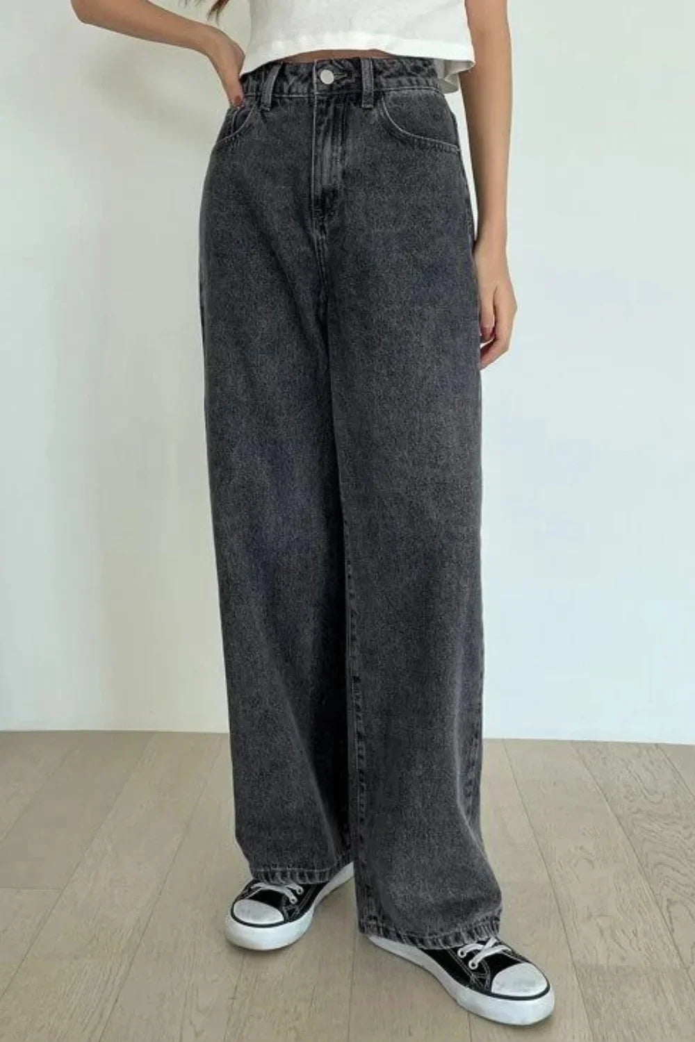 Calça Jeans Feminina Wide Preta