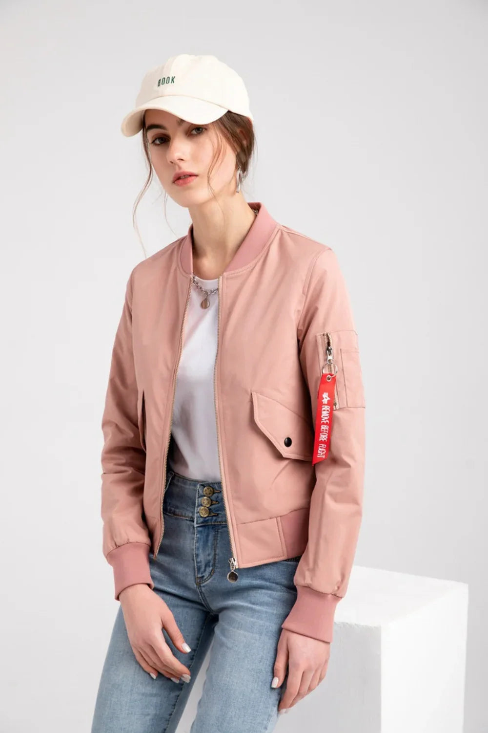 Jaqueta Feminina Rosa Poliéster