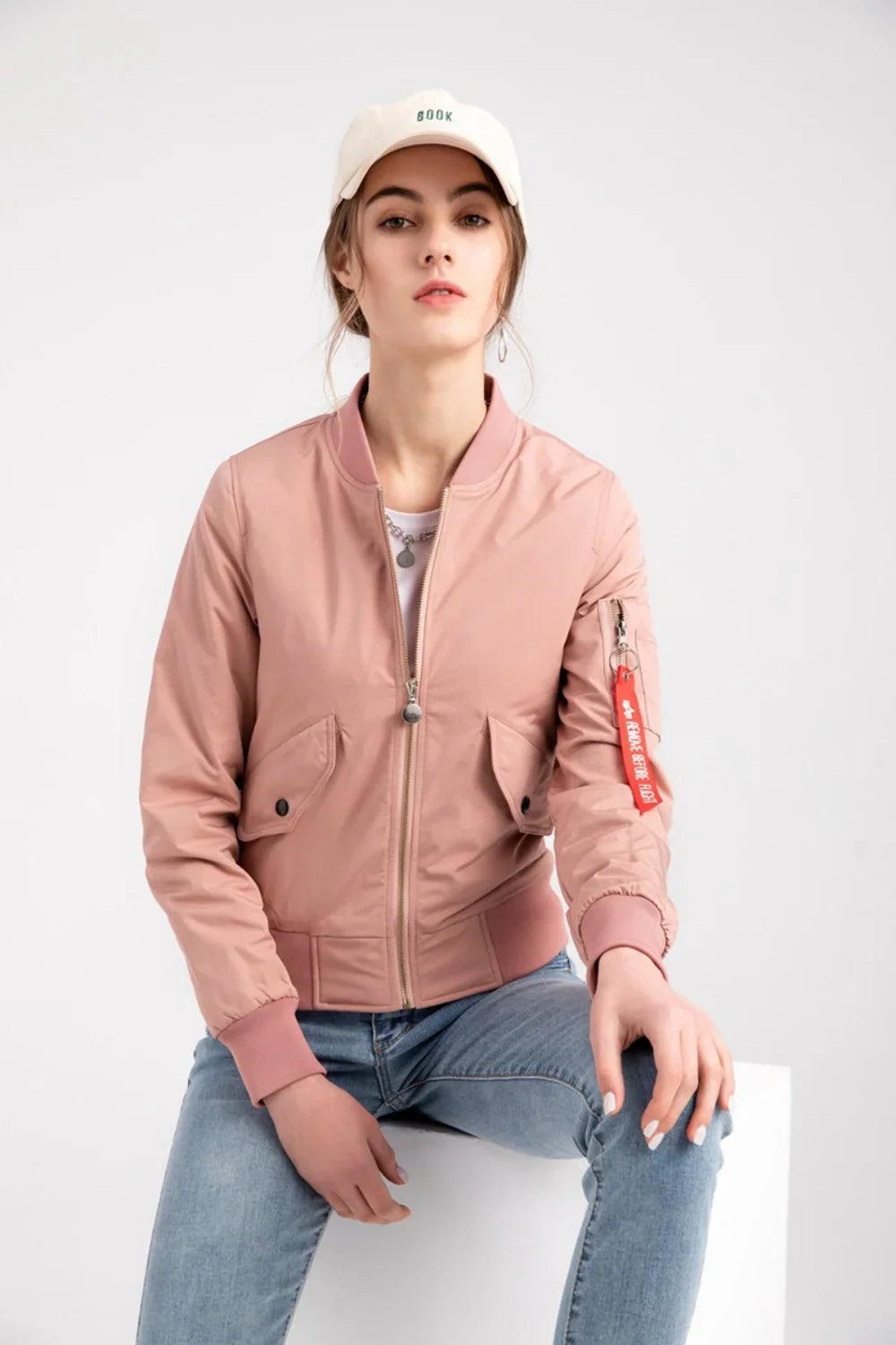 Jaqueta Feminina Rosa Poliéster