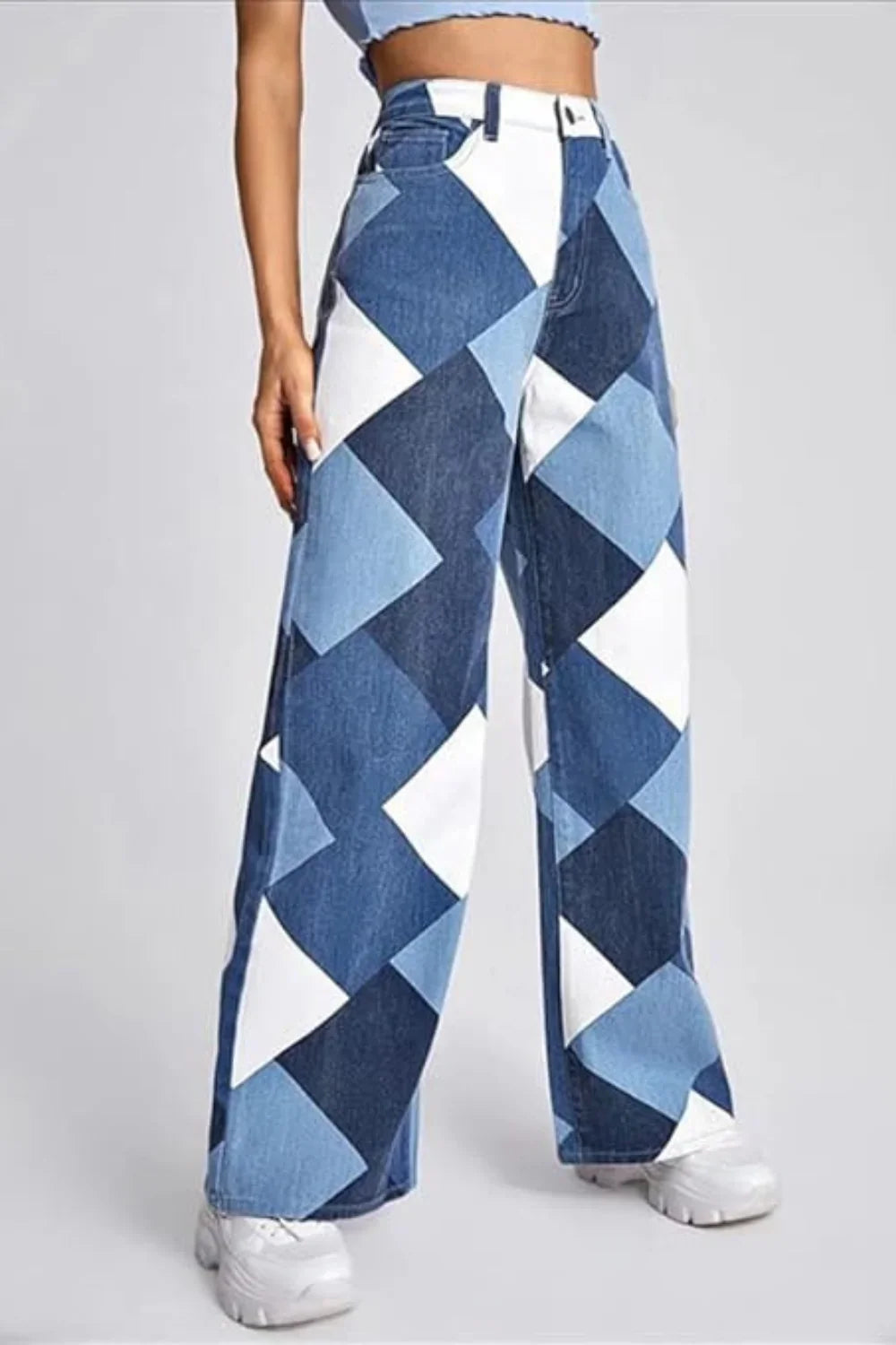 Calça Jeans Feminina Geométrica