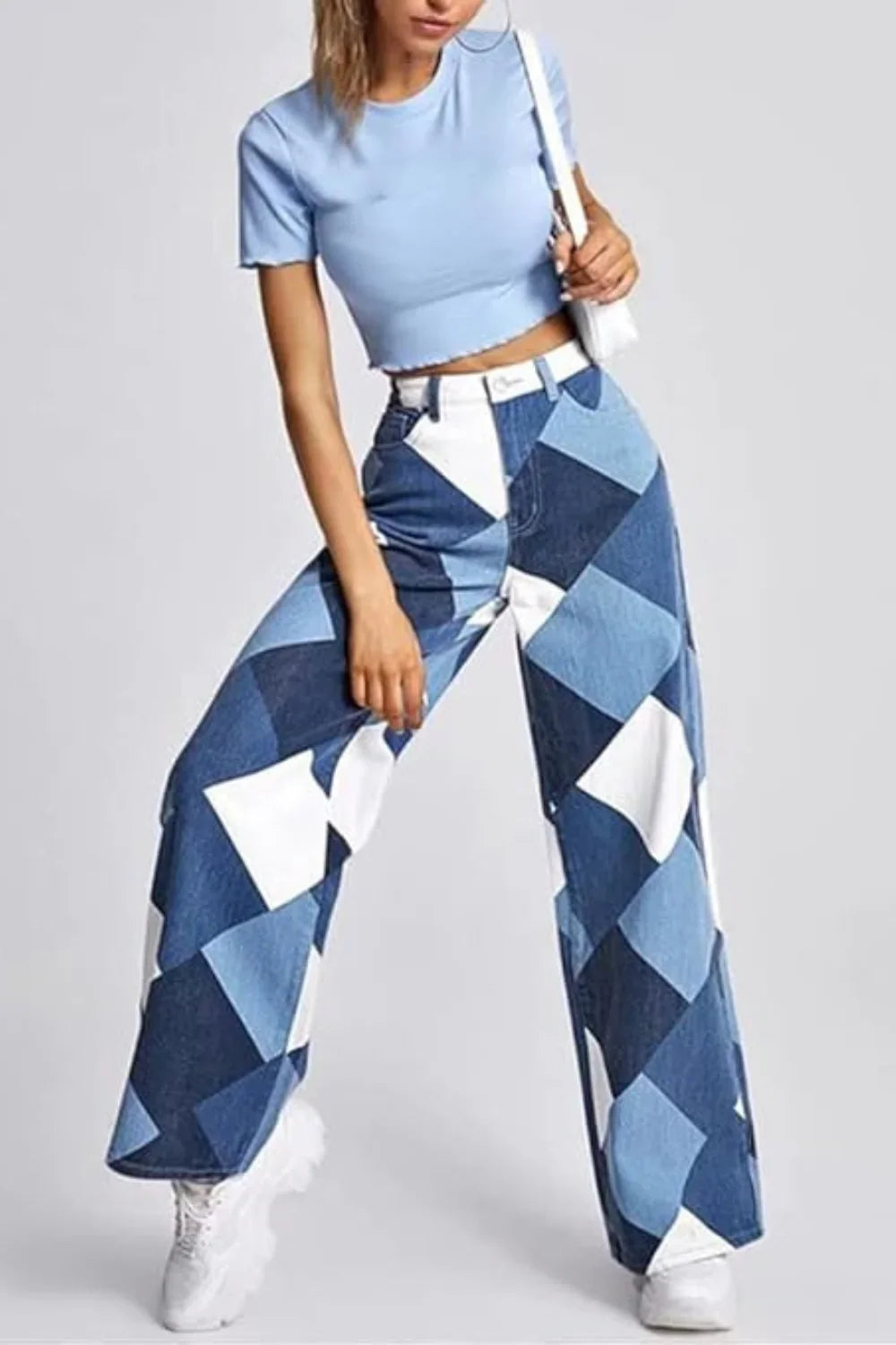 Calça Jeans Feminina Geométrica