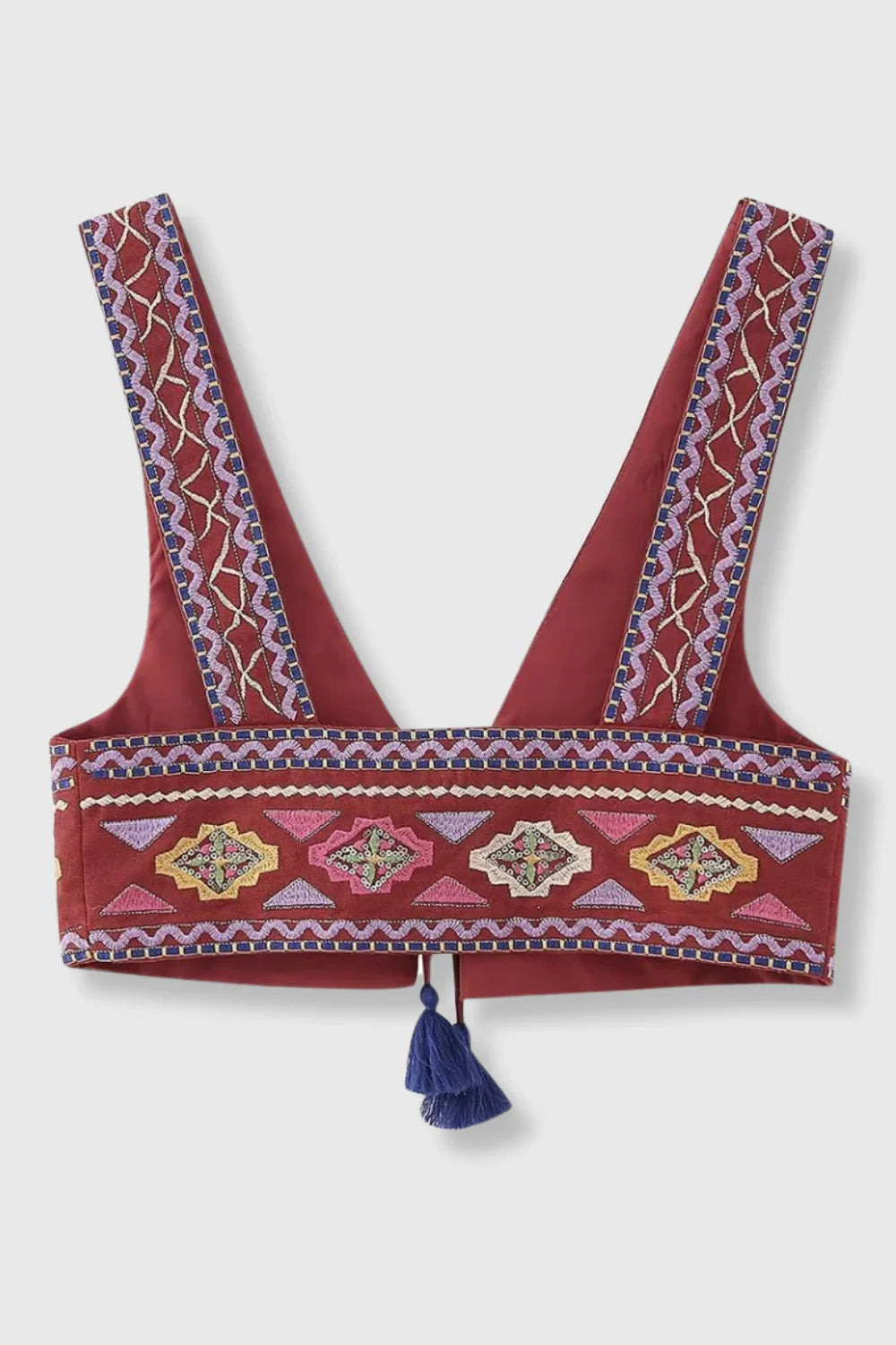 Top Feminino Bordado Marsala