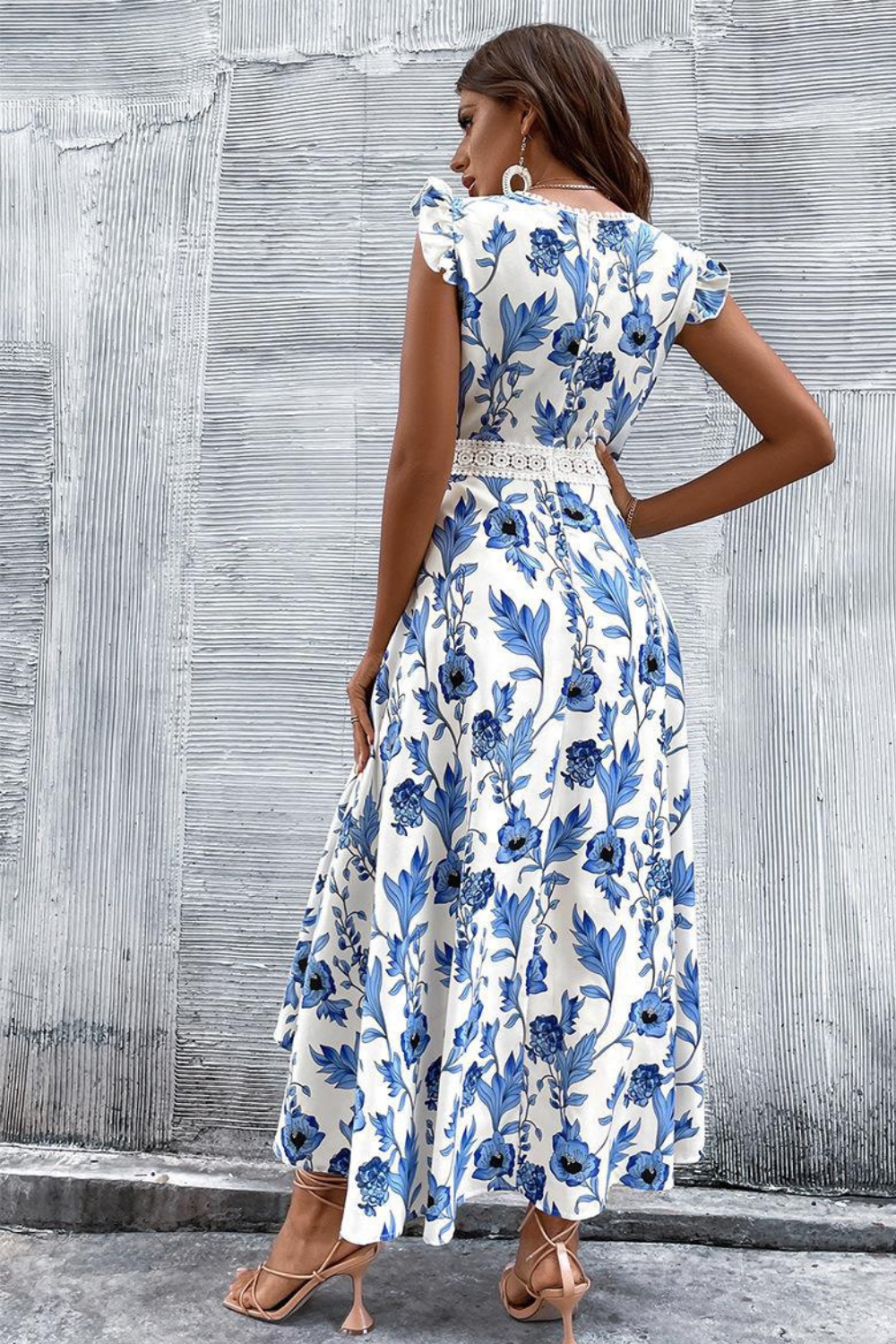 Vestido Feminino Flor Azul