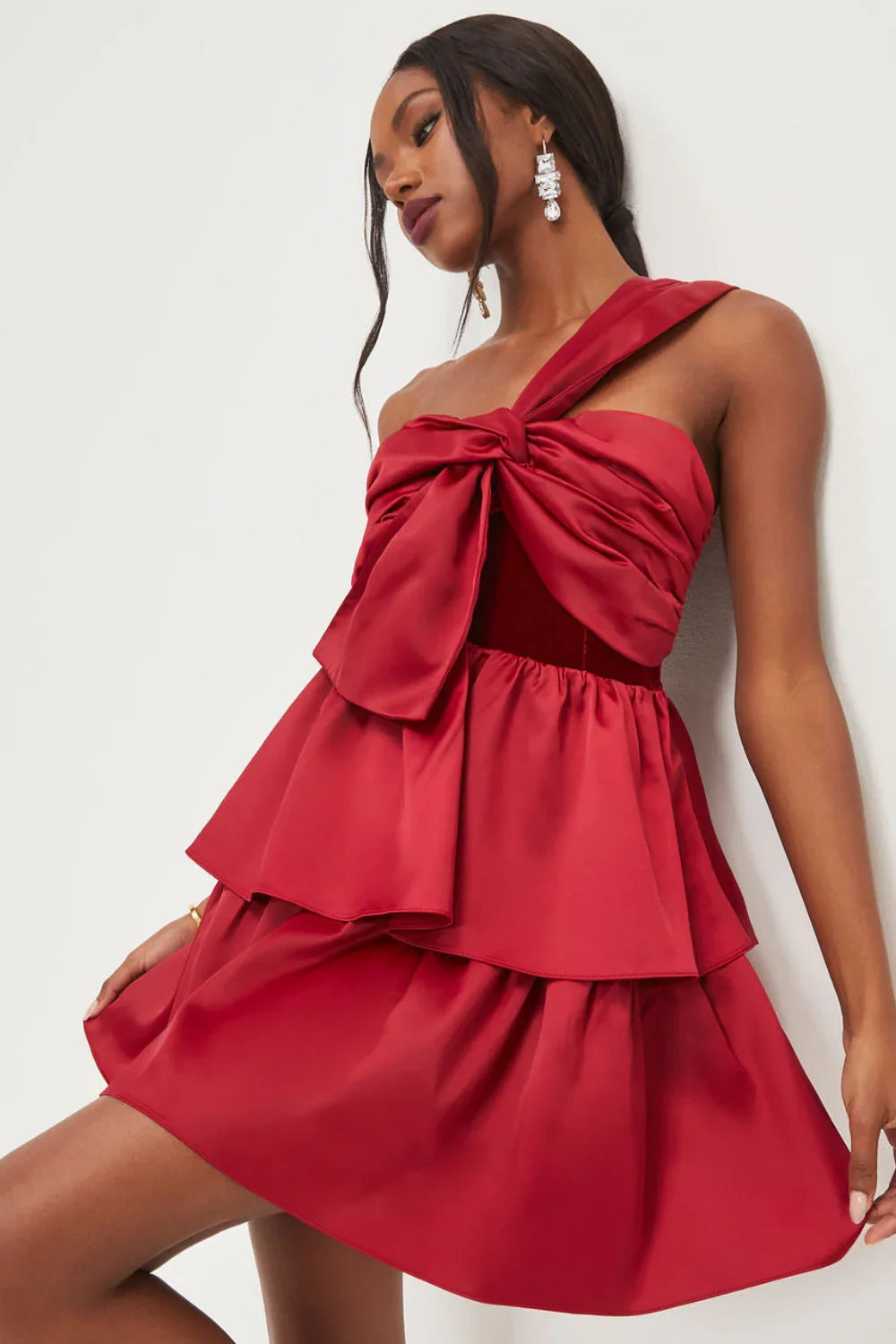 Vestido Curto de Transpasse Laçeado