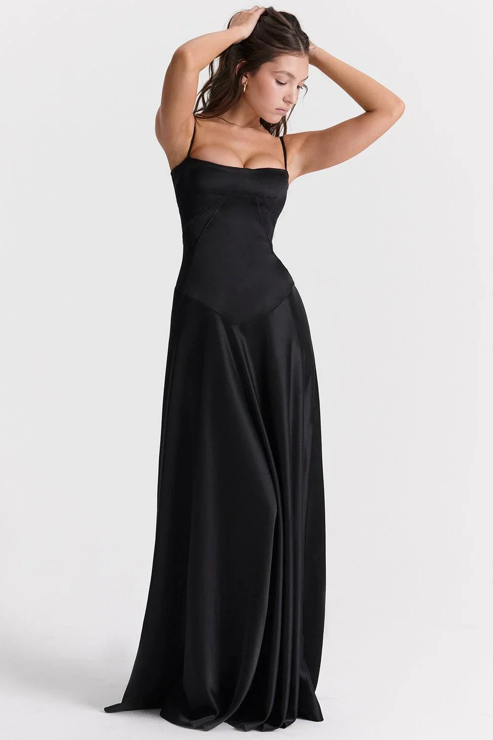 Vestido Longo Cetim Preto