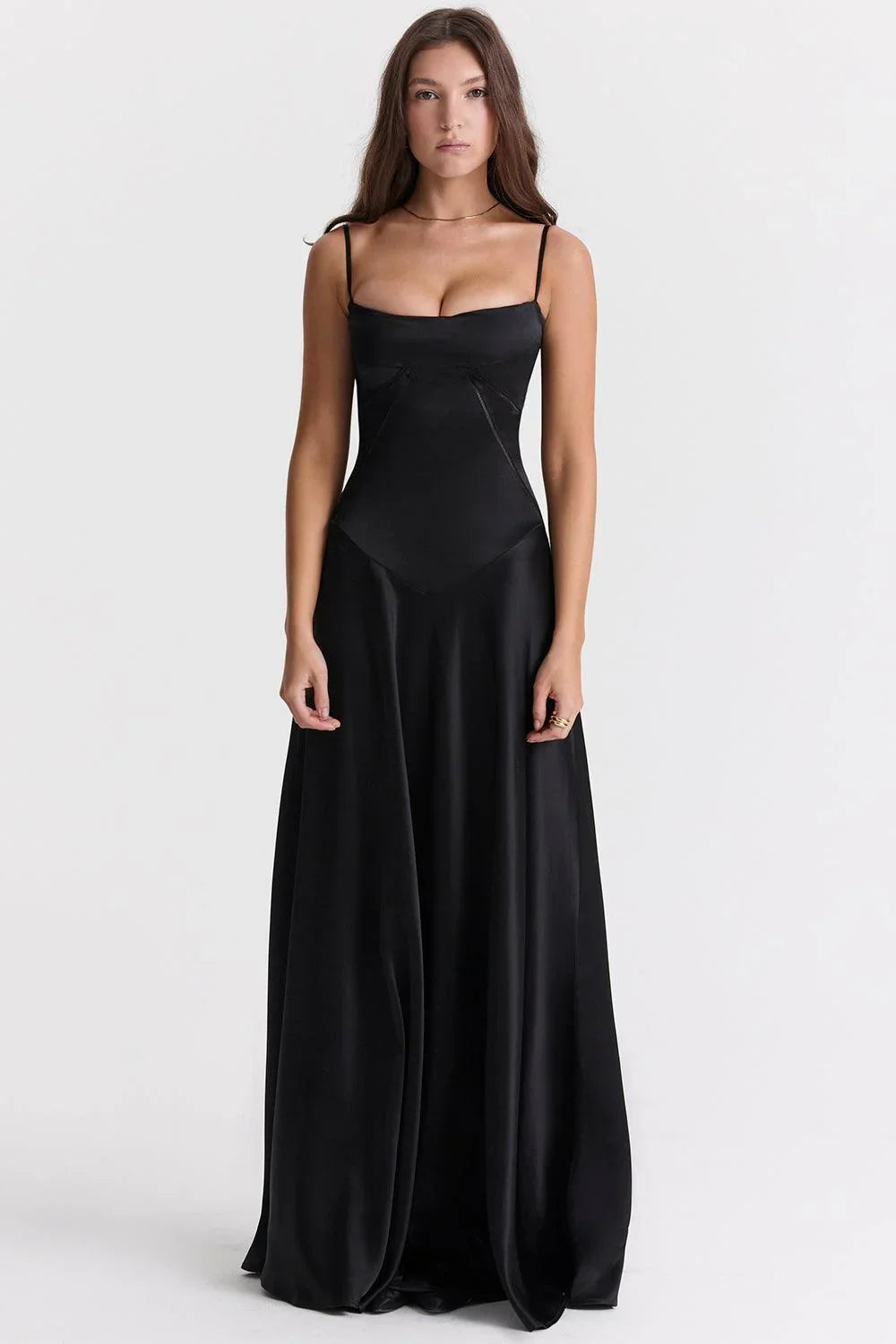 Vestido Longo Cetim Preto