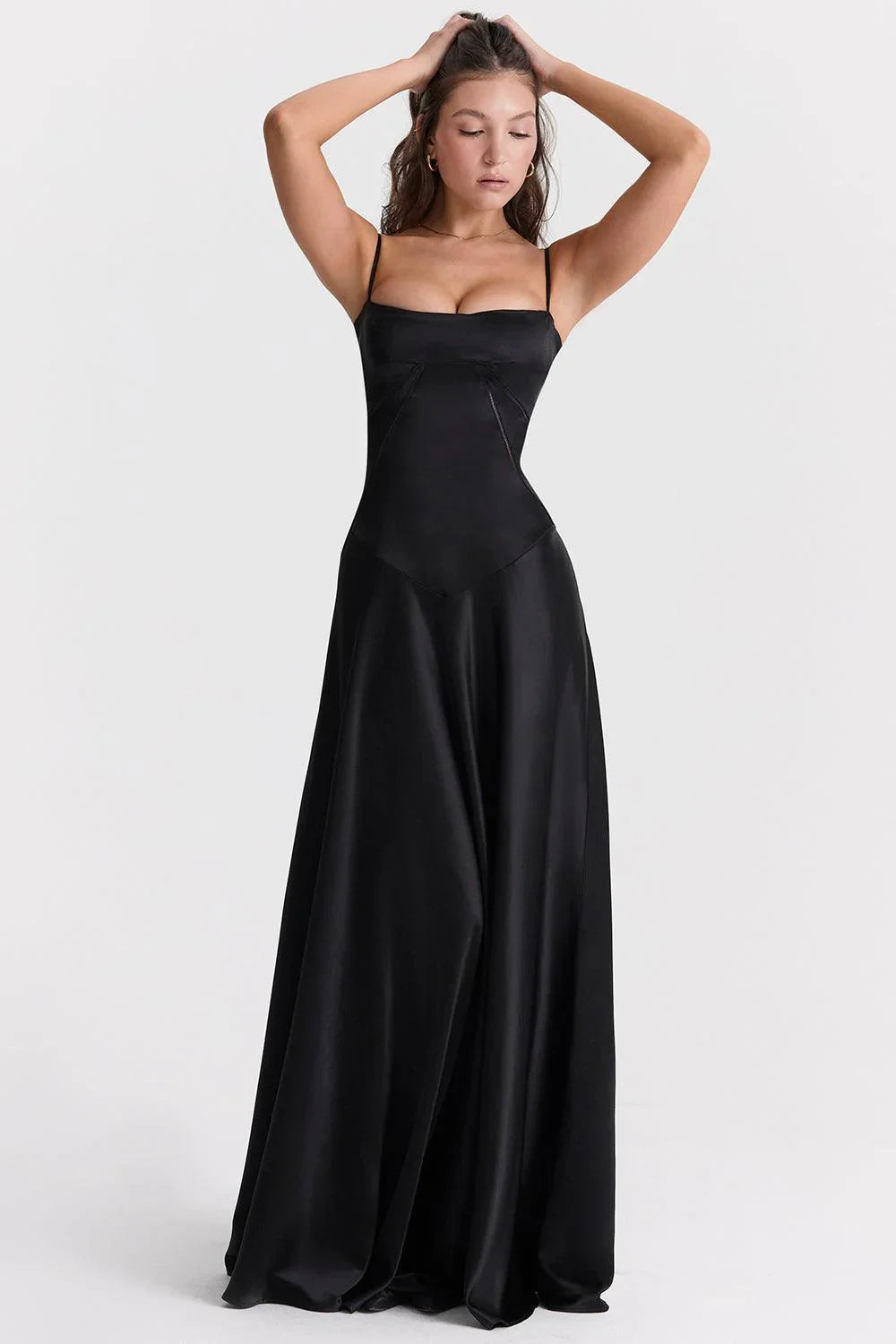 Vestido Longo Cetim Preto