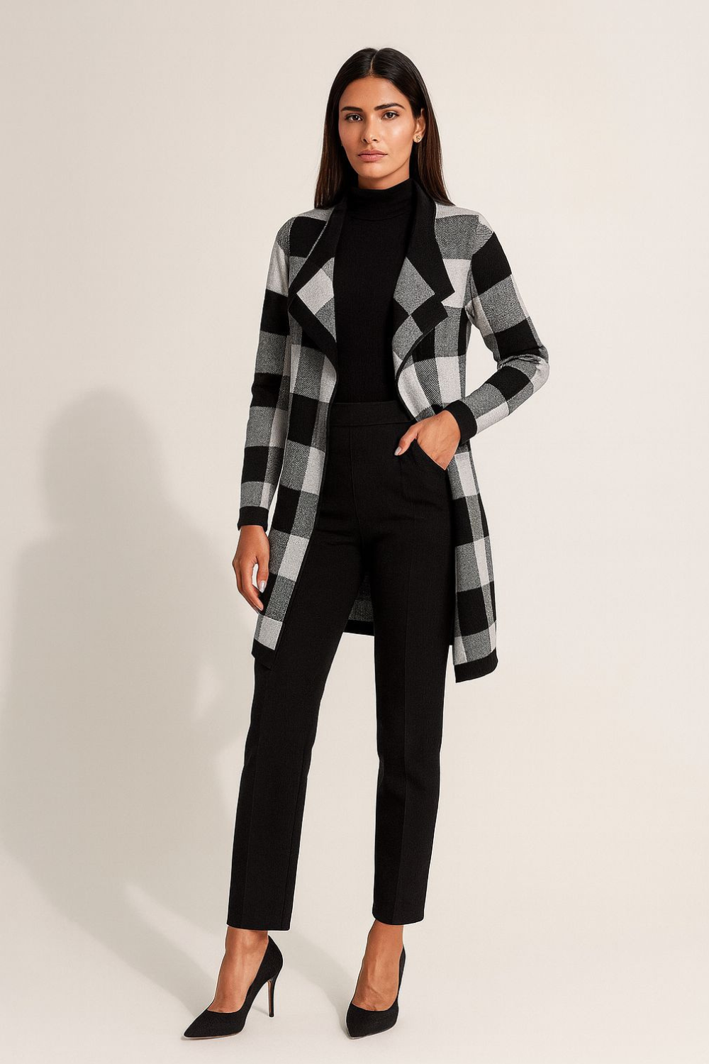 Sueter Feminino Cardigan Xadrez