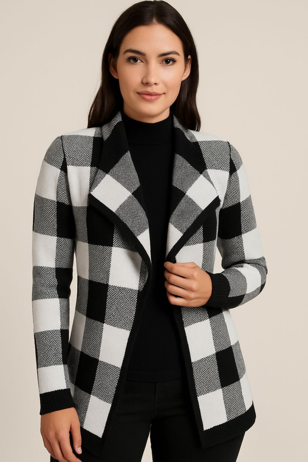 Sueter Feminino Cardigan Xadrez