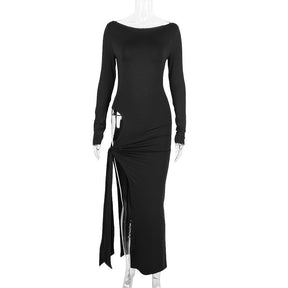 Vestido Blackout Longo Recortado