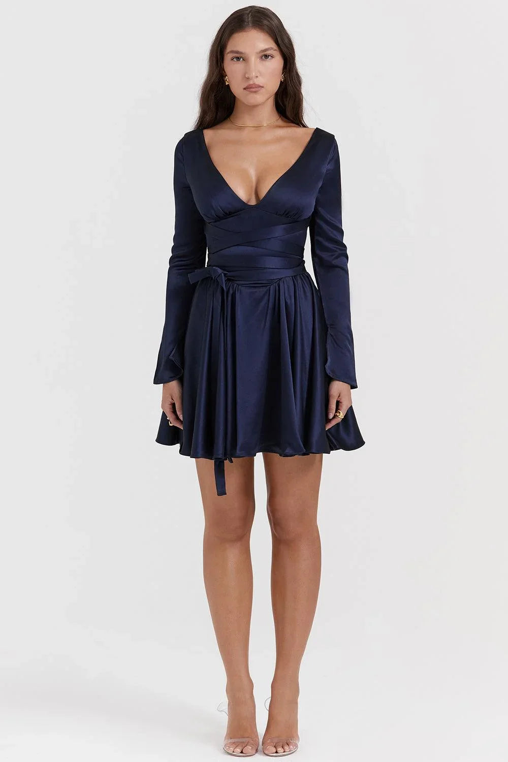 Vestido Curto Azul Laçeado