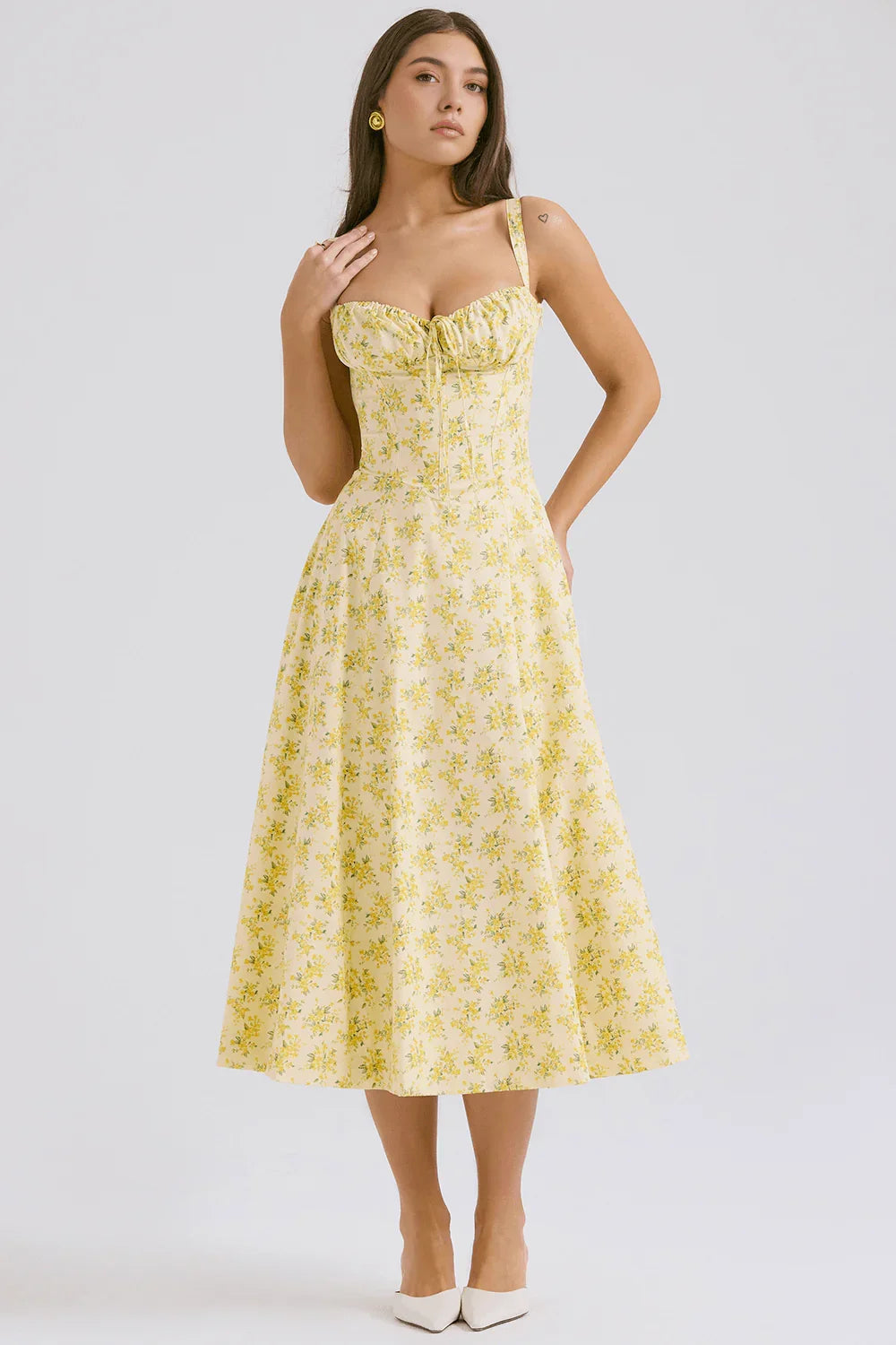 Vestido Midi Com Flores