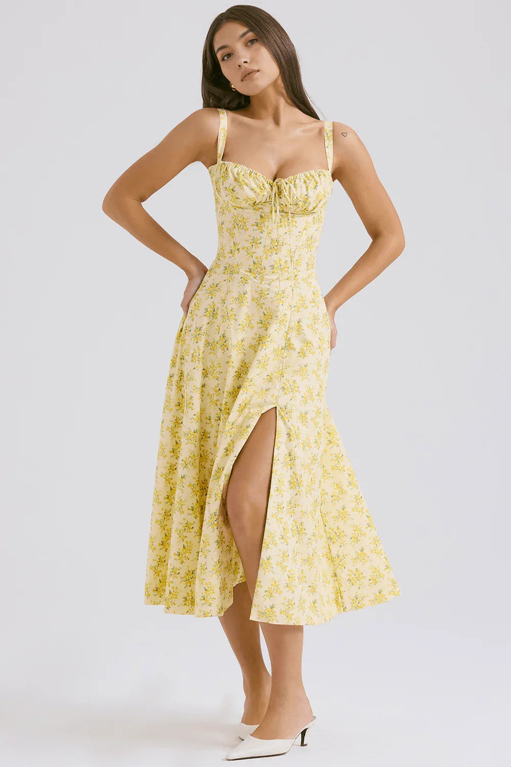Vestido Midi Com Flores