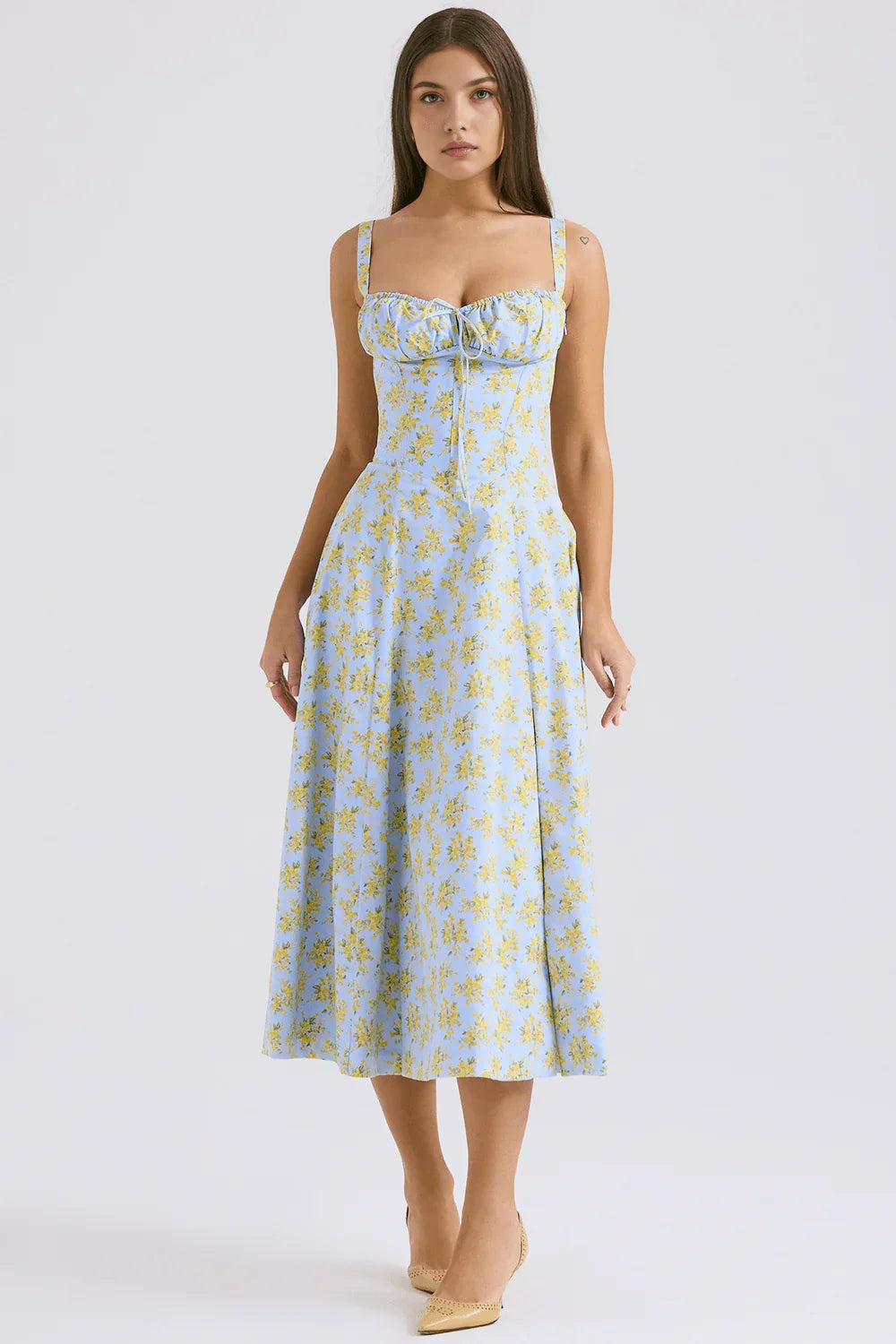Vestido Midi Com Flores
