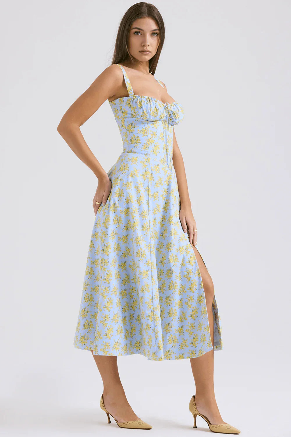 Vestido Midi Com Flores