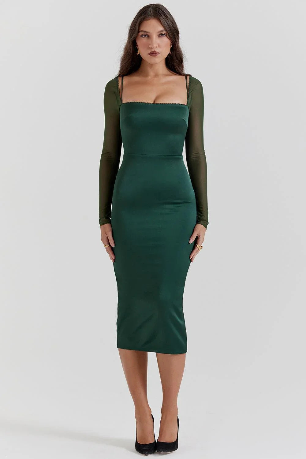 Vestido Midi Verde Esmeralda