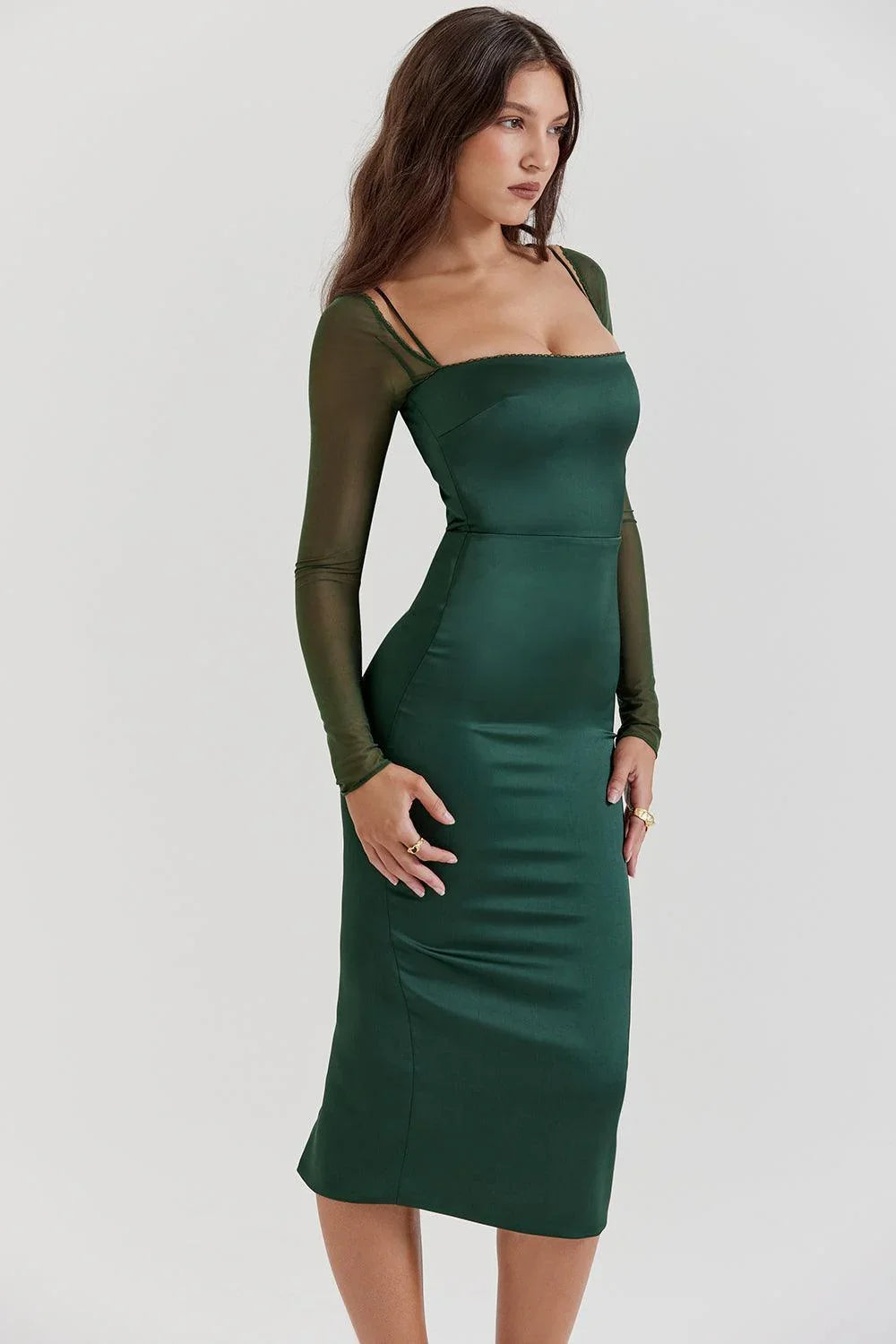 Vestido Midi Verde Esmeralda