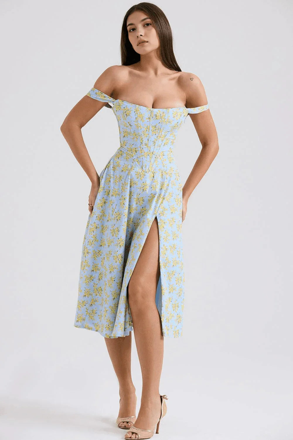 Vestido Midi com Alça Baixa