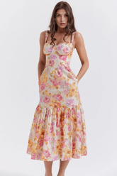 Vestido Midi Floral Pessêgo