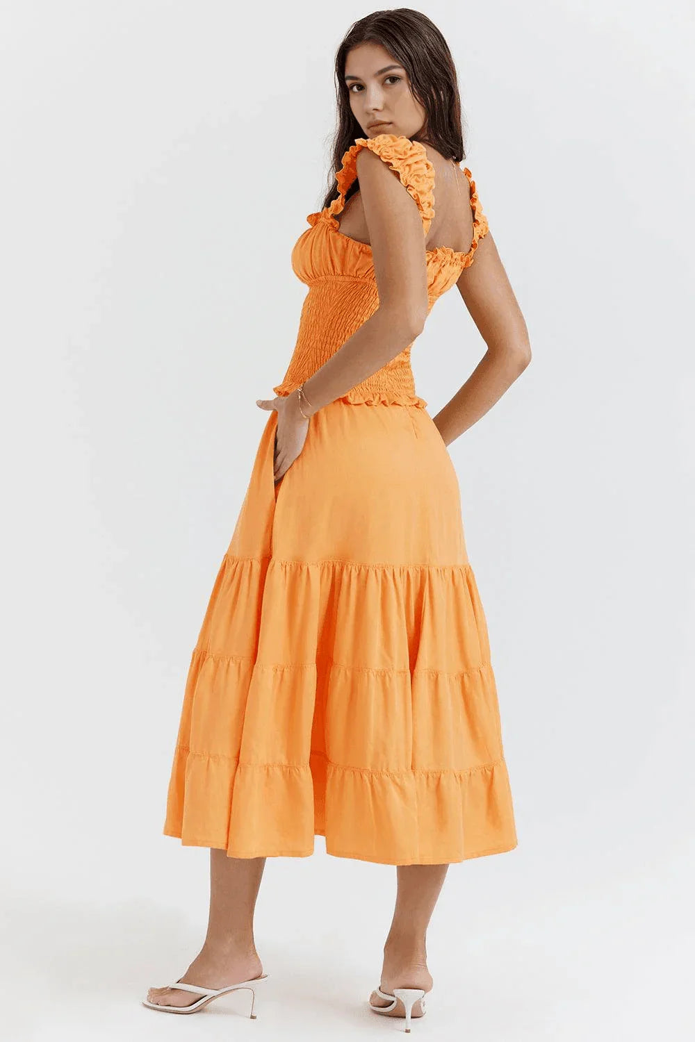 Vestido Feminino Midi Laranja