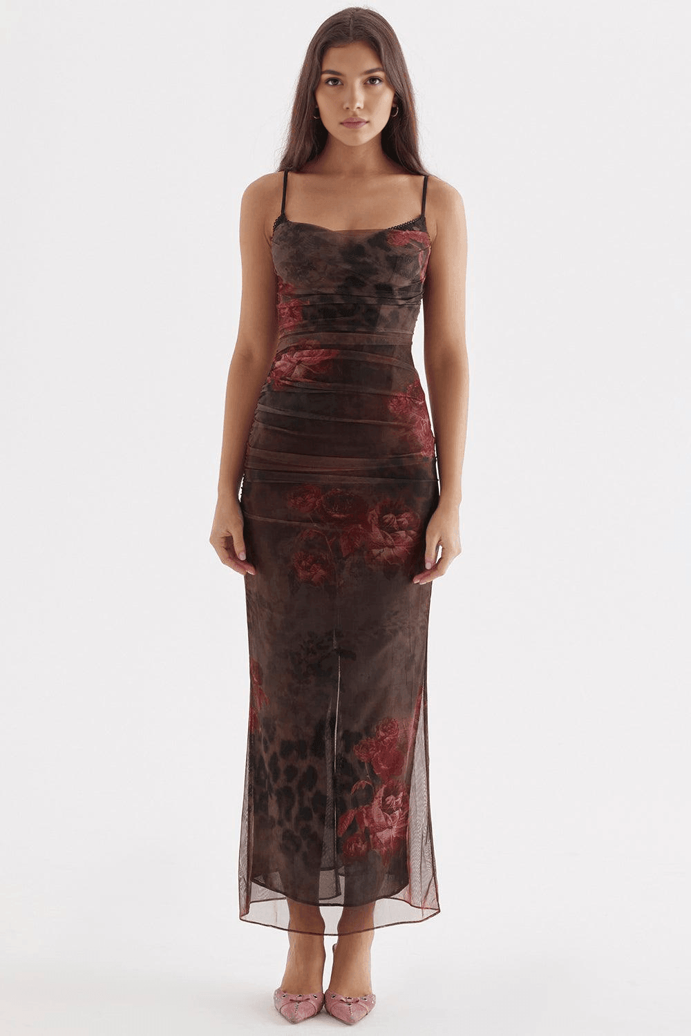 Vestido Feminino Longo Rosas